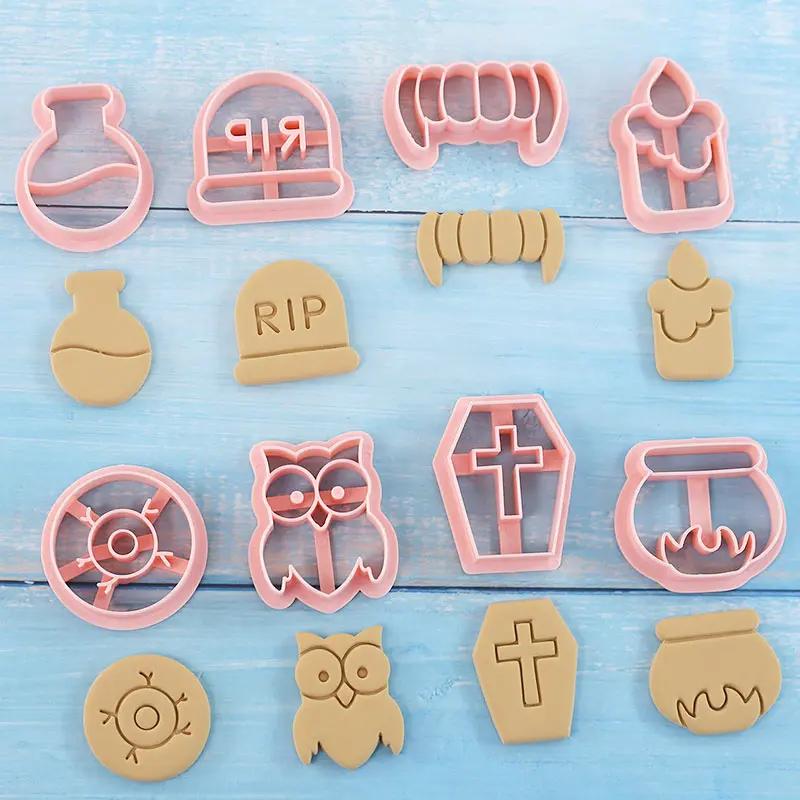 8Pcs Set Cartoon Halloween Biscuit Mould Halloween Cookie Cutting Mold Fondant Cookie Cutters Party Cake Decoration Baking Tools