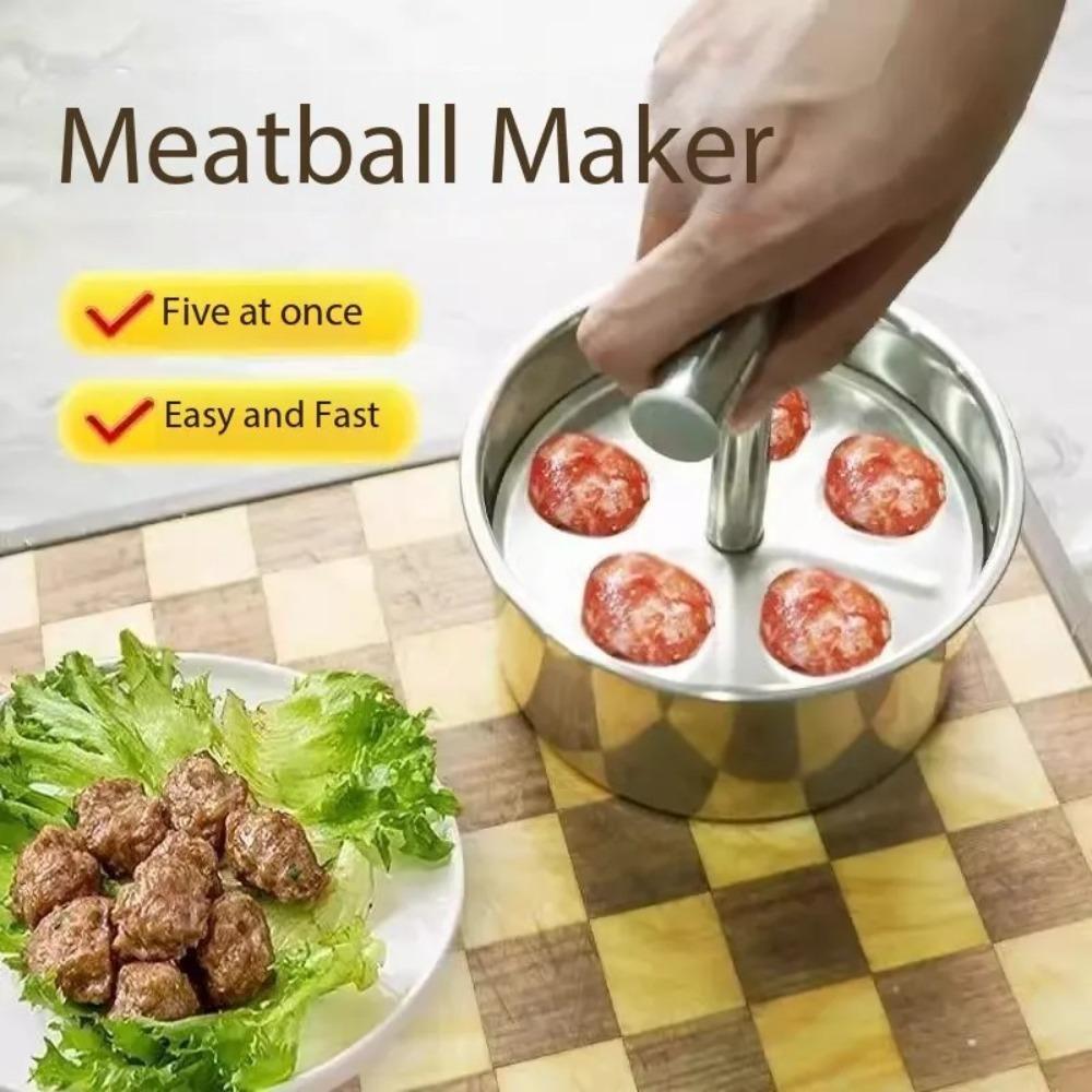 Home Stainless Steel Meatball Press Creative Manual Meatball Maker for Home Use Makes Multiple Meatballs At Once