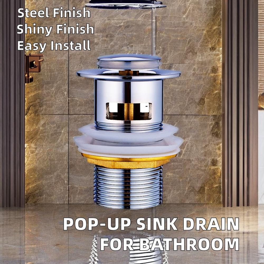 Zinc Alloy and Stainless Steel Pop-up Drains for Modern Bathroom Sink Drainage Systems