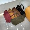 Large Woven Genuine Leather Tote Bag Women Soft Matte Cowhide Shoulder With Phone ID Pockets