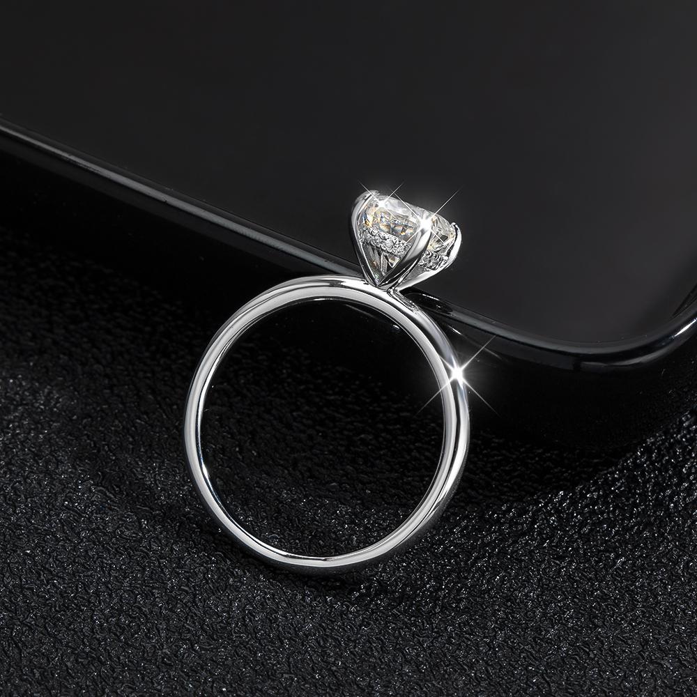 KNOBSPIN D VVS1 Oval Moissanite Rings 4 Prong Setting Classic Trendy Women Engagement Wedding Band GRA Certified 925 Sliver Ring