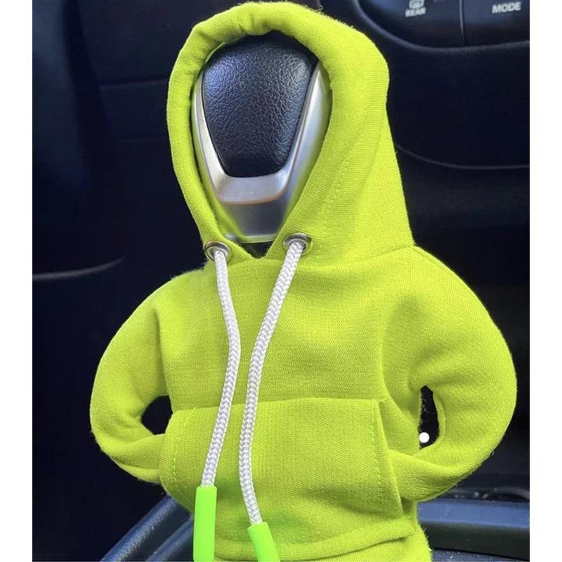 Fashion Hoodie Car Cute Cartoon Gear Shift Knob Cover Gearshift Handle Gear Lever Decorative Hoodie Cover Auto Interior Accessor