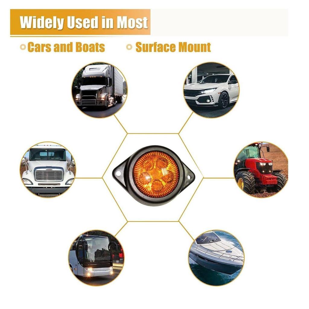 LED Outline Marker Lights Trailer for Truck 24V Amber Clearance Chicken Lights for Semi Trucks Freightliner Cargo – Universal Fit (Pack of 4)
