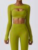 Women's Two-Piece Yoga Set: Sexy Crop Top with Built-in Bra & Thumbholes for Outdoor Sports