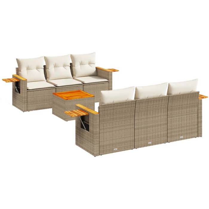 VidaXL Garden Lounge Set with Cushions 7 Pcs, Patio Sofas, Patio Furniture Set, Outdoor Furniture, Beige 3259034