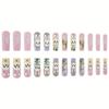 Square Press on Nail Medium Easter False Nail Full Cover Stick on Nail Cute Rabbit Acrylic Nail for Fashion Women 24Pcs