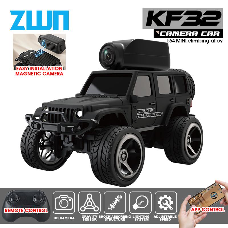 AAYB1 KF32 1:64 RC Mini Climbing Alloy Video Car With LED Light and HD Camera Radio Remote Control Vehicle Toy for Kids Best Gift