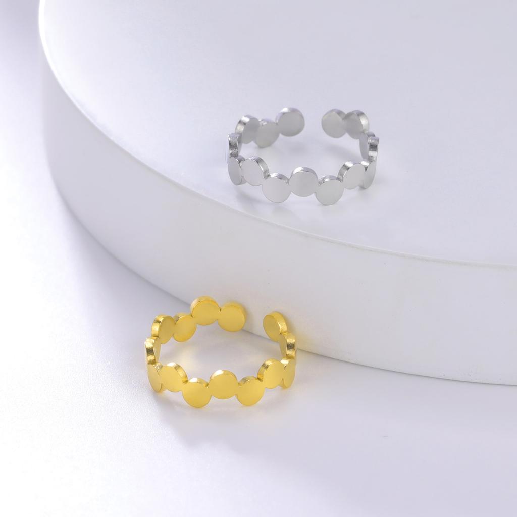 Geometryczny Okrągły Otwarty Pierścionek Stal Nierdzewna Regulowany Pierścionek na Palec Minimalistyczna Biżuteria Prezent Noworoczny Walentynkowy dla Kobiet