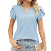 2026 New Fashion Women's V-Neck Button Hollow Loose Short-Sleeve T-Shirt Top for Ladies