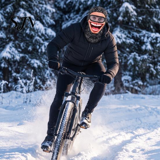 Sprzęt Sportowy Outdoor na Zimną Pogodę Maska Narciarska dla Starszego Mężczyzny, Balaklawa z Realistycznym Nadrukiem Twarzy, Nowatorska Maska z Oddychającą Poliestrową Osłoną na Szyję