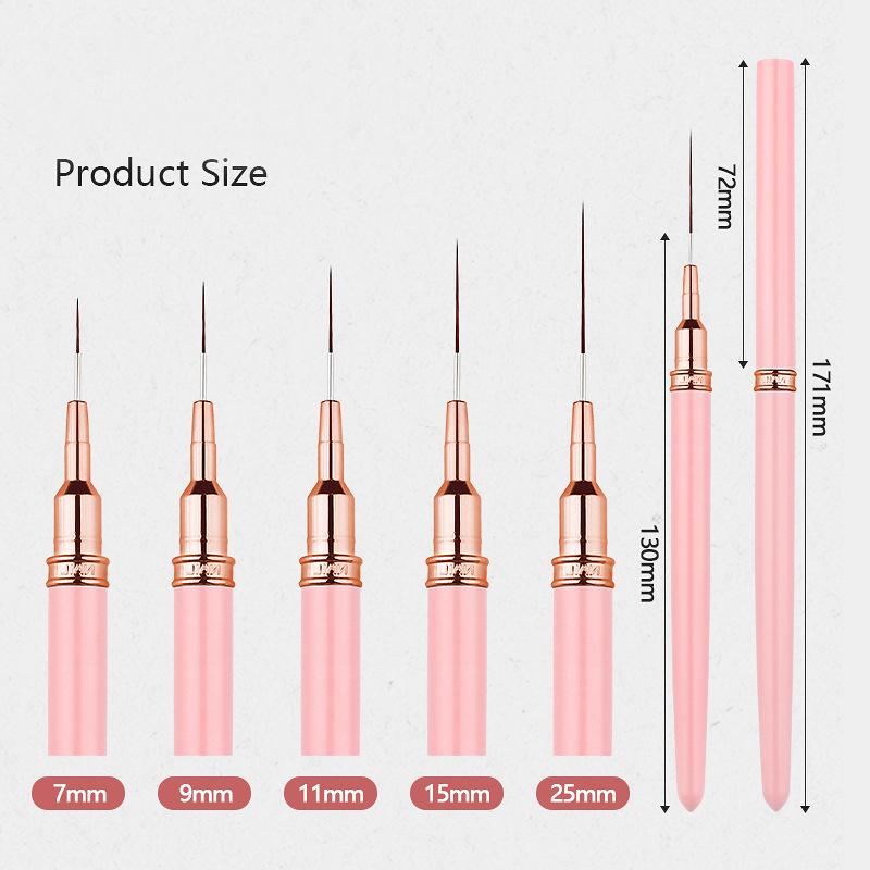 5pcs Nail Art Liner Brush Set UV Gel Nail Brushes Kits French Stripe Line Painting Drawing Flower Pen Professional Manicure Tool
