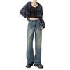 Women's High-Waist Retro Blue Wide-Leg Jeans - 2025 Summer Slim Straight Fit