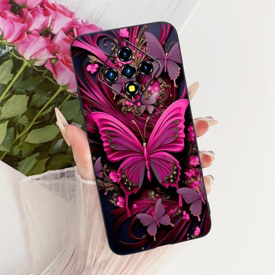 For Infinix Zero 8 Case X687 Stylish Flowers Butterfly Painted Cover Soft Slim Phone Case For Infinix Zero 8i Zero8 i X687B Bags