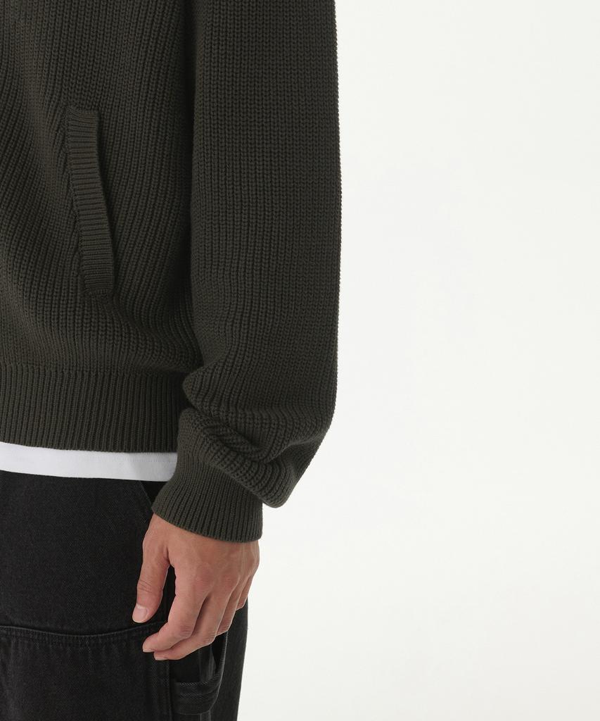 MUSINSA STANDARD Ribbed Knit Hooded Zip-Up [Khaki]