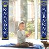 Blulu Ramadan Mubarak Door Banner Ramadan Porch Sign Banner Eid Mubarak Decoration Muslim Hanging Door Decoration for Indoor Outdoor Decor Eid