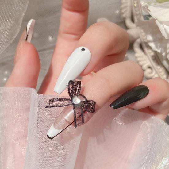 2Pcs Nail Ornaments Love-Heart Design Vivid Color Non-Fading Stylish Wide Application Show Charm Gauze Bow-knot