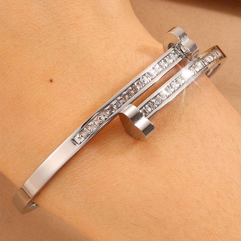 Women's Love Four-leaf Clover Double-headed Opening Light Luxury Temperament European and American Bracelet