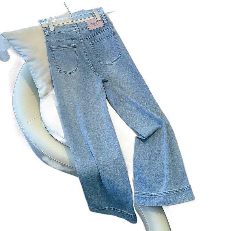 2026 Women's High-Waist Light Blue Slim Straight-Leg Summer Jeans