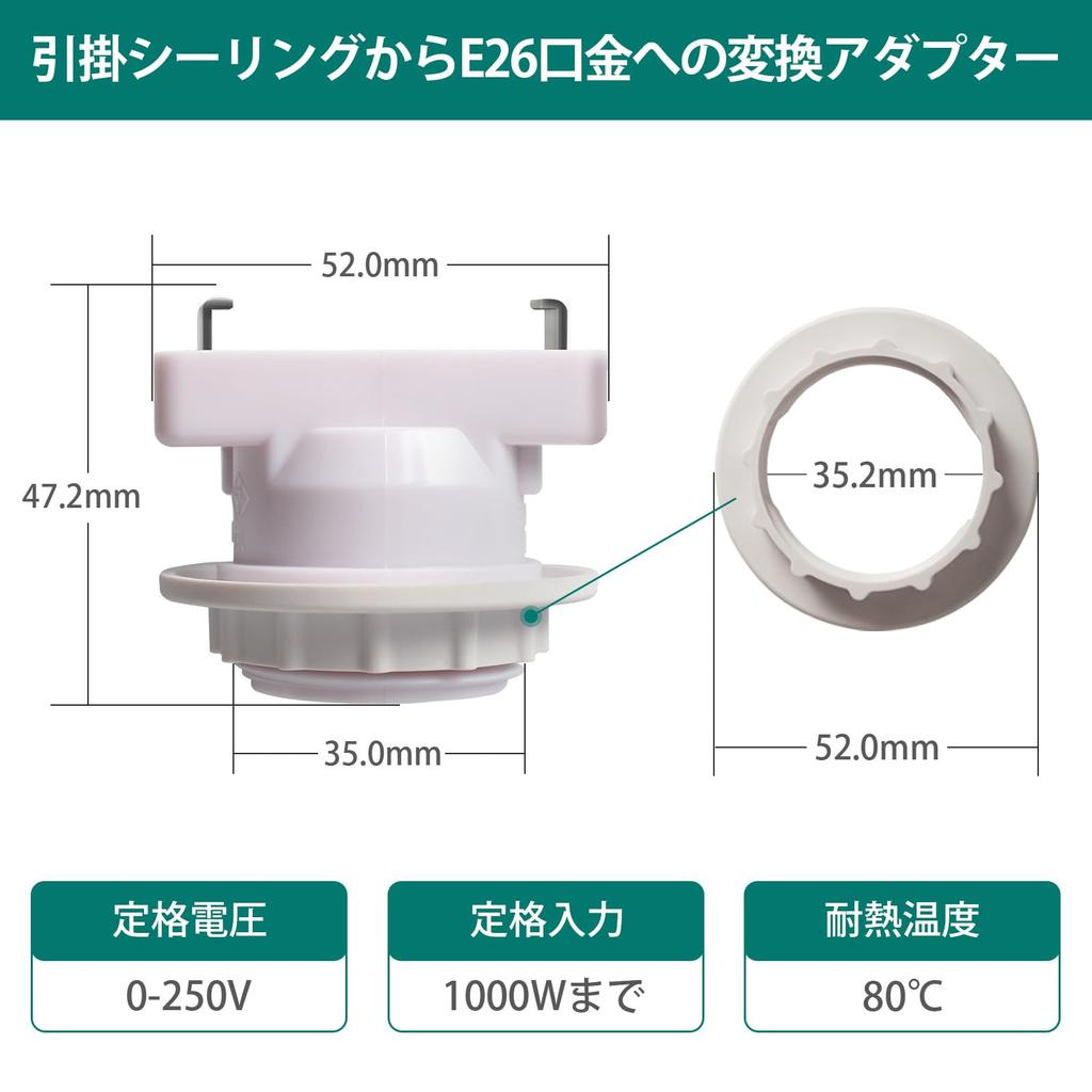DiCUNO Square Ceiling Bulb Socket for E26 Base, White, 5-Pack