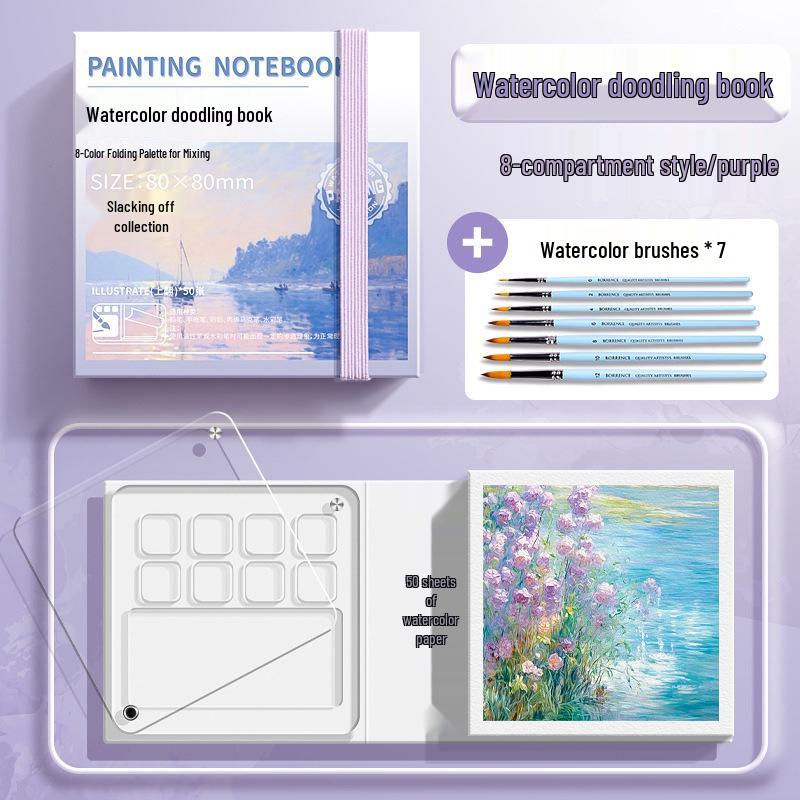 Moyu Watercolor & Acrylic Travel Sketching Set: Portable Palette, Drawing Board, and Book for Painting and Sketching.