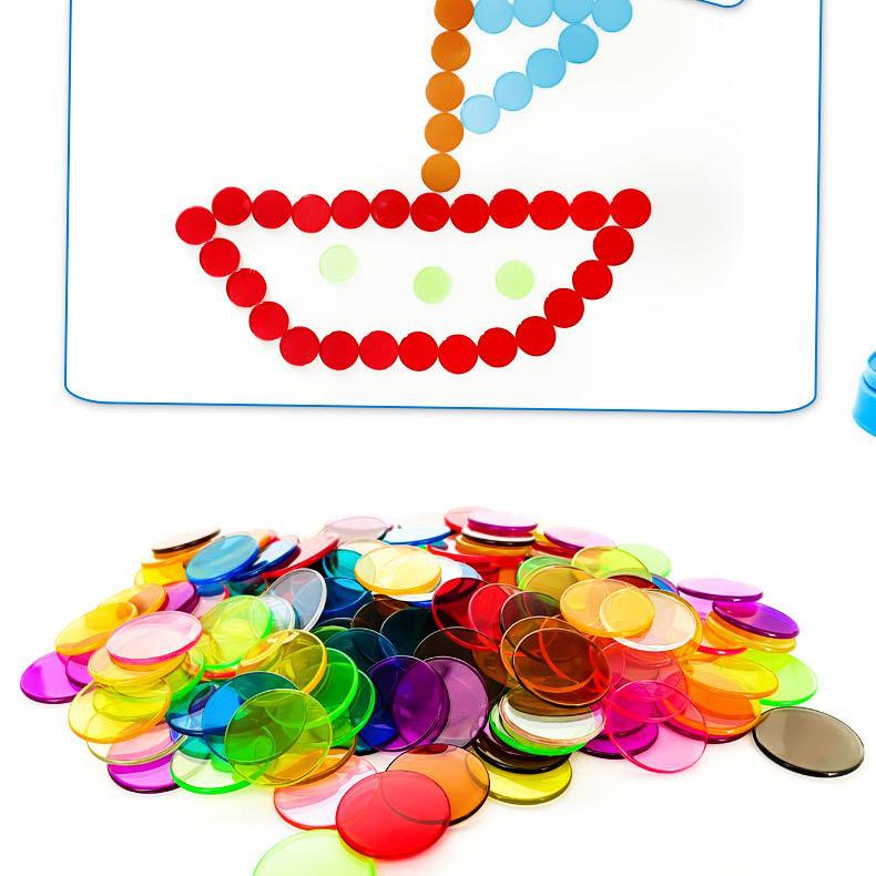 25mm Thickened Transparent Round Pieces, 10 Colors - Early Education & Math Teaching Aids
