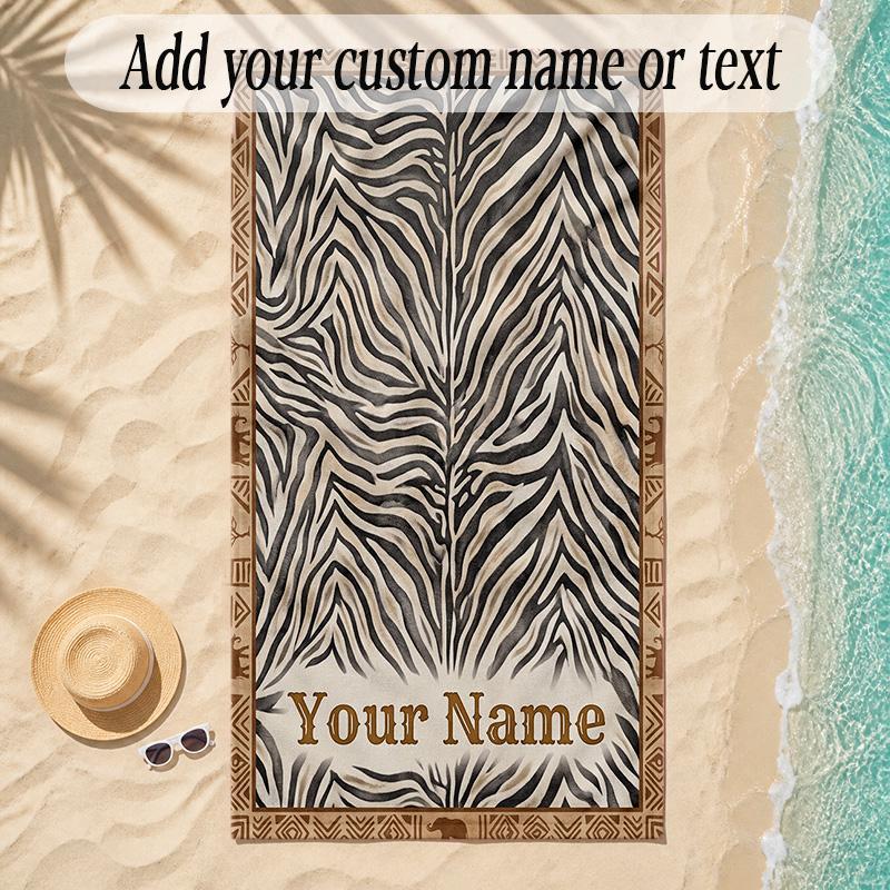 Quilt Theme Soft Beach Towel Personalized Custom Name Text Towel Portable for Beach Pool Travel