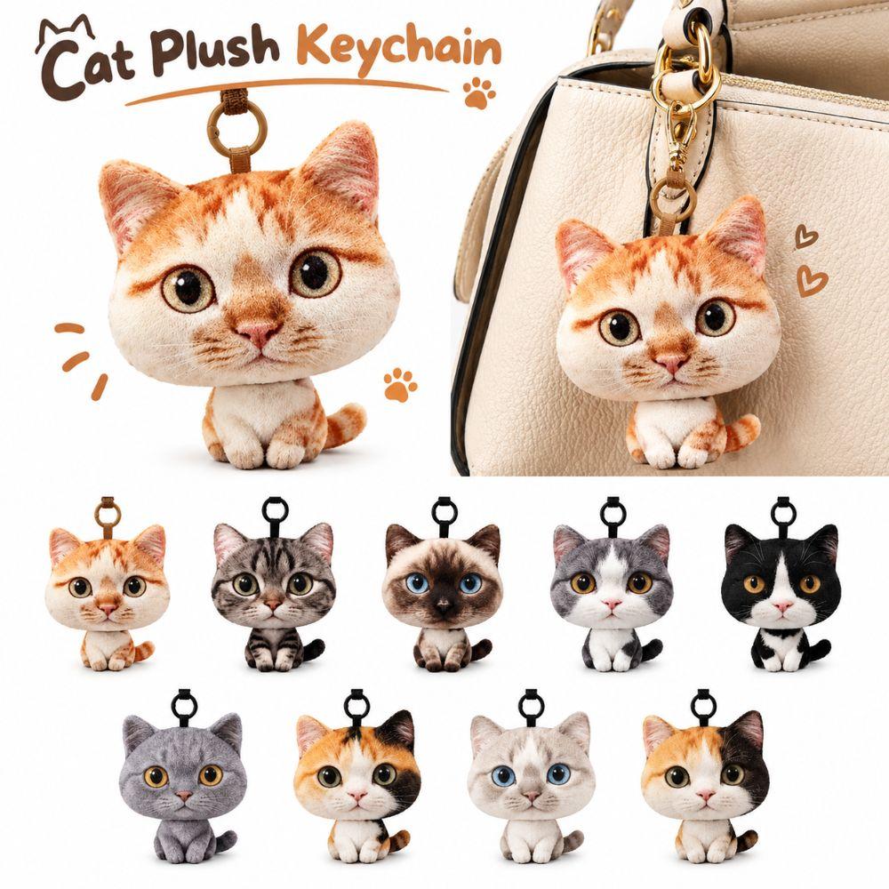 Lovely Cat Doll Cat Plush Doll Keychain Plush Car Key Ring New Doll Bag Pendant Gifts