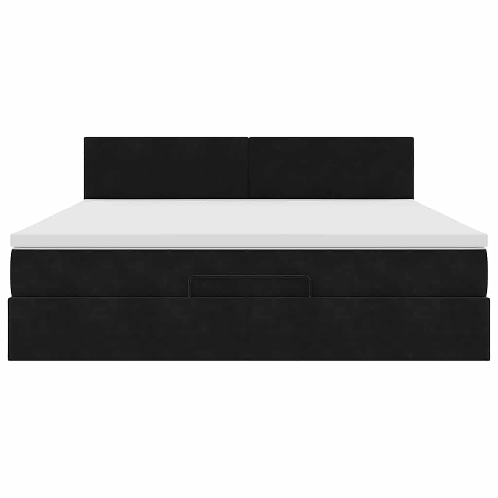 Ottoman Bed with Mattress & LEDs Black 180x200 cm Velvet
