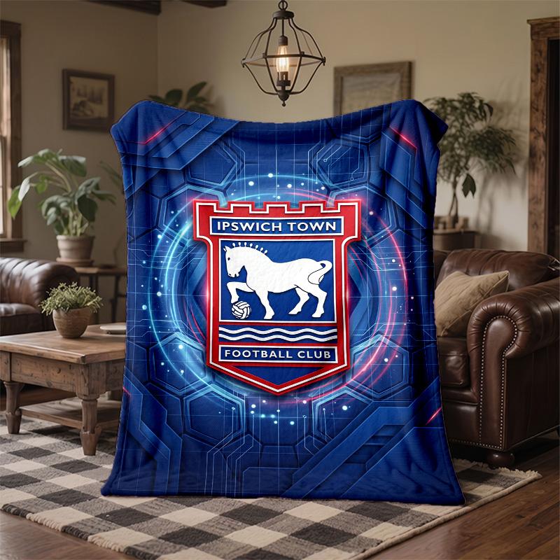 Ipswich Town Football Print Flannel Blanket Soft Warm Sofa Bed Throw Blanket For Home Office Bedroom