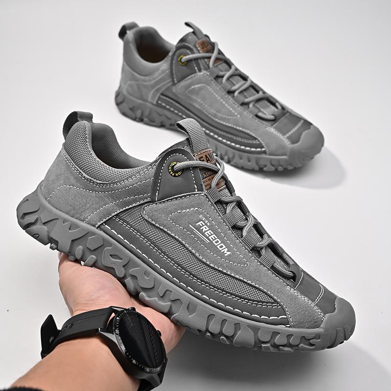 Four Seasons Men's Pigskin Mesh Breathable Retro Casual Shoes Large Size Casual Shoes Lightweight Ankle Boots