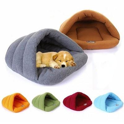 Cama de caverna para cães de estimação, lã grossa, quente, macia, chinelo, formato de cama para filhotes, gatos, barraca, tapetes de dormir, inverno, animais de estimação, ninho triangular interno