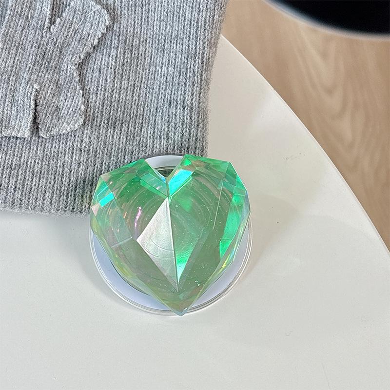 Vibrant Rhombus Heart Magnetic Phone Holder – Transparent, Adhesive, Portable, Perfect for Desktop Drama Viewing