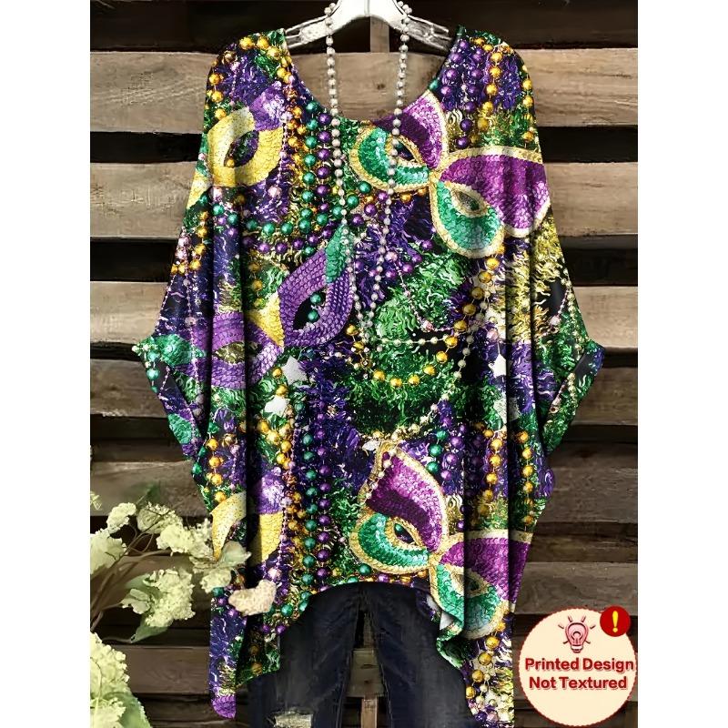 

Chic Women T-Shirts Oversized Simple Vintage Floral Print Irregular Hem Round Neck T-Shirt Fashionable Versatile Women s Clothes 5XL