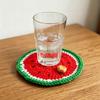 Hand Knitted Fruit Coasters Handmade Coaster, Crochet Watermelon Orange Strawberry Kiwi Cherry Small Wool Mats for Coffee Cups Cup Mat, Heat