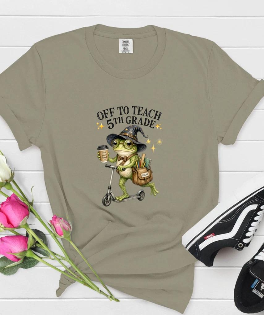 Fifth Grade Teacher Shirt, Off To Teach 5th Grade Frog Tee, Back To School Shirt
