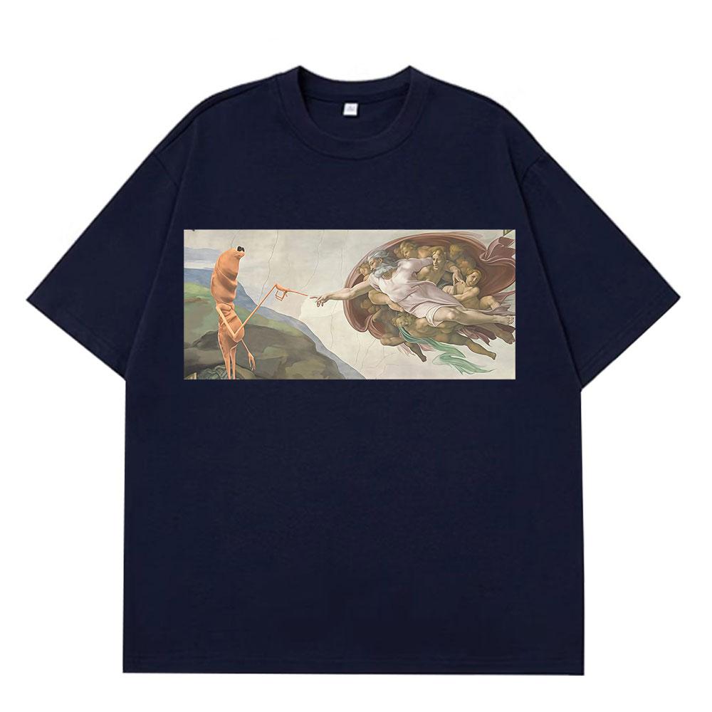 Funny Marcus The Worm Creation of Adam Funny Meme T Shirt Men Women Classic Fashion Tshirt Harajuku Cotton Hiphop Tshirts Top