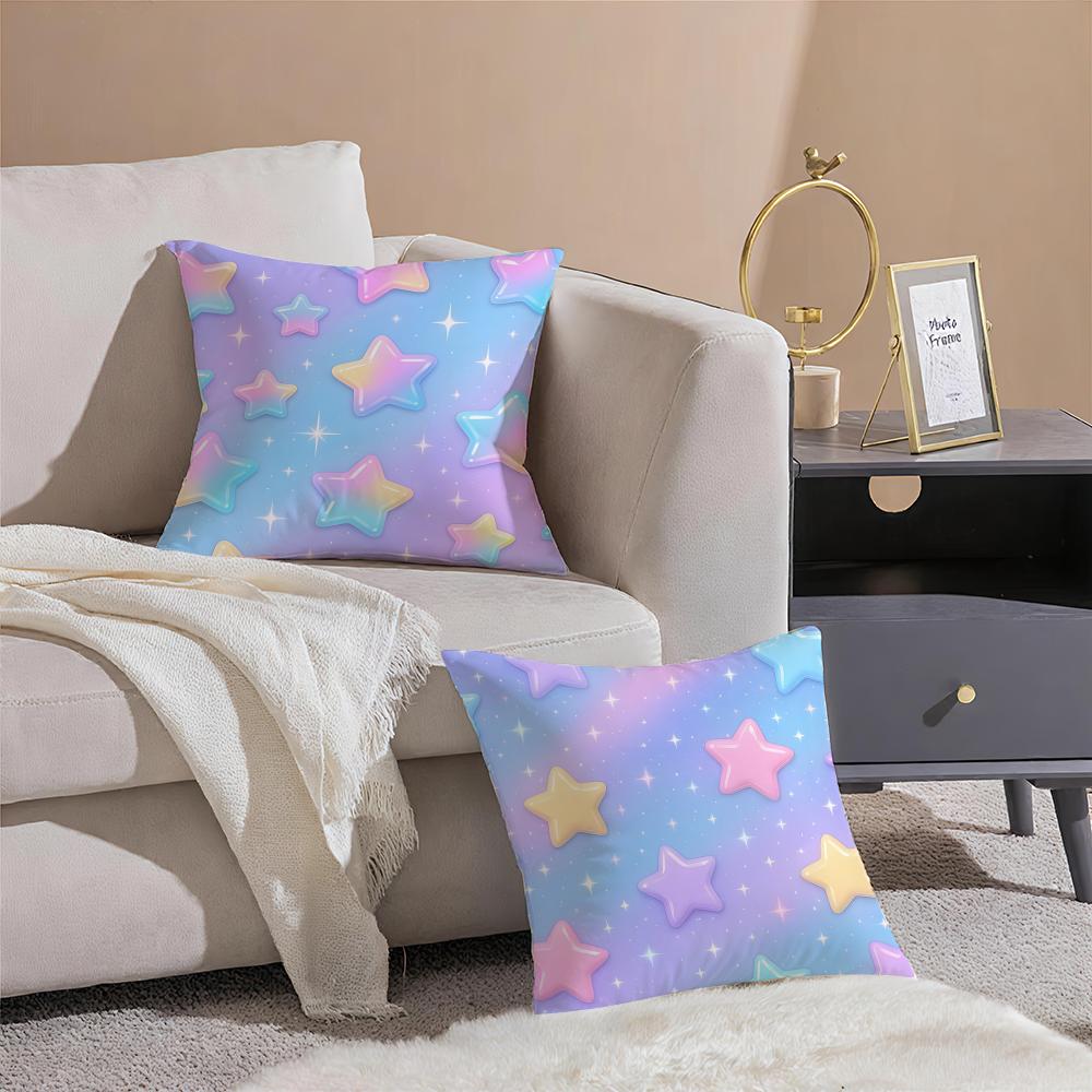 Pastel Rainbow Gradient Design Cushion Cover Throw Pillow Cover Hidden Button Durable Polyester Chair Cushion