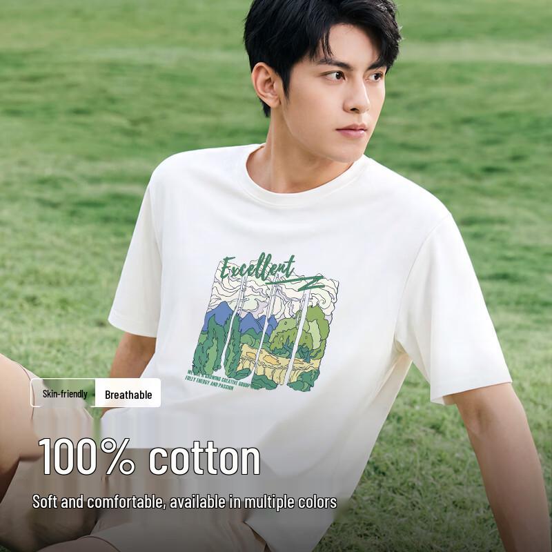 Baleno Men's Pure Cotton Oil Painting Print T-Shirt