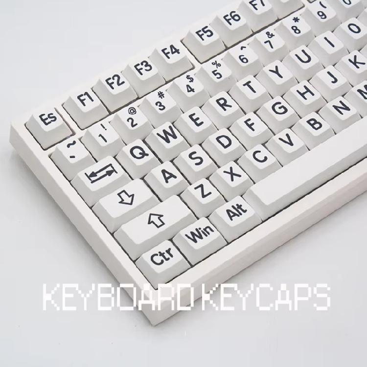 Original Height Black and White Keycaps Set 125PCS for Mechanical Keyboards Extended Comfortable Typing Experience