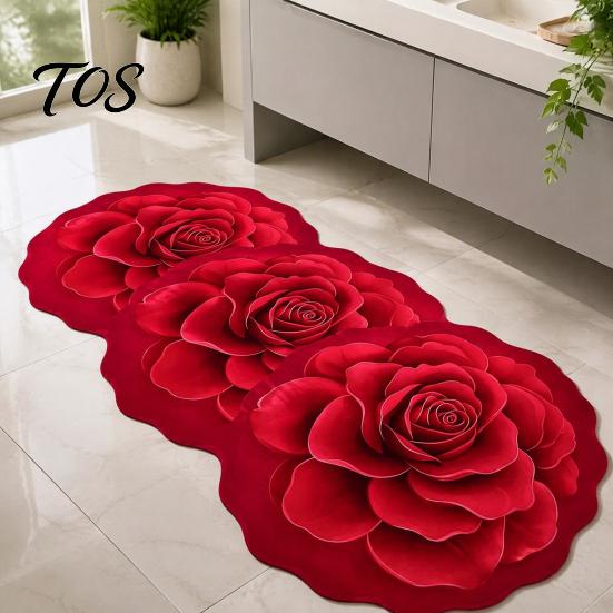 Anti-slip Mats for Bathroom Flowers Rug, Diatomaceous Earth Bath Mat, Super Absorbent Non-slip Water Bedside Rugs Floral Rose Sunflower Mat