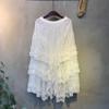 C S In The Room Flower meSh Frill aSymmetriCal 3 Tier Long Skirt 2Color C
