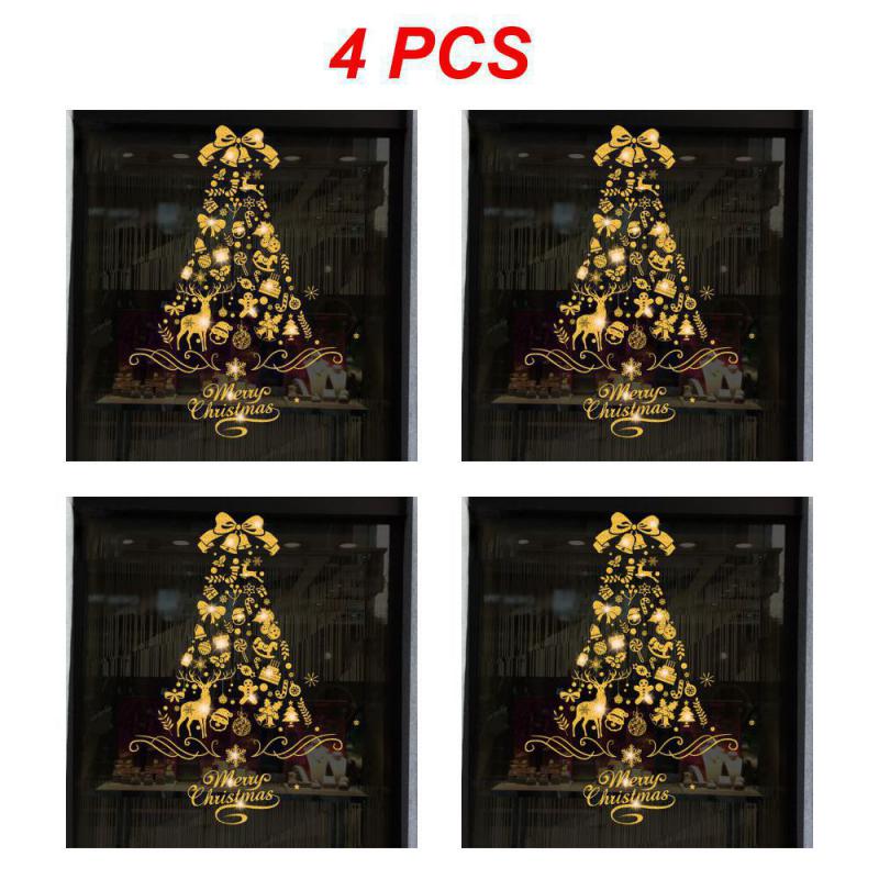 1/2/4PCS New Year Wallpaper Christmas Glitter Snowflake Window Sticker Electrostatic Wall Stickers Snowflake Door Glass Decor