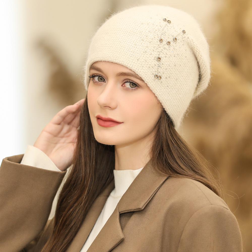 Women Winter Hat Fashion Decorate Beanie Hat Warm Winter Cap For Female Casual Streetwear Knitted Hat