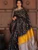 Vakker Golden Jari med ny design Soft Lichi Silk Saree