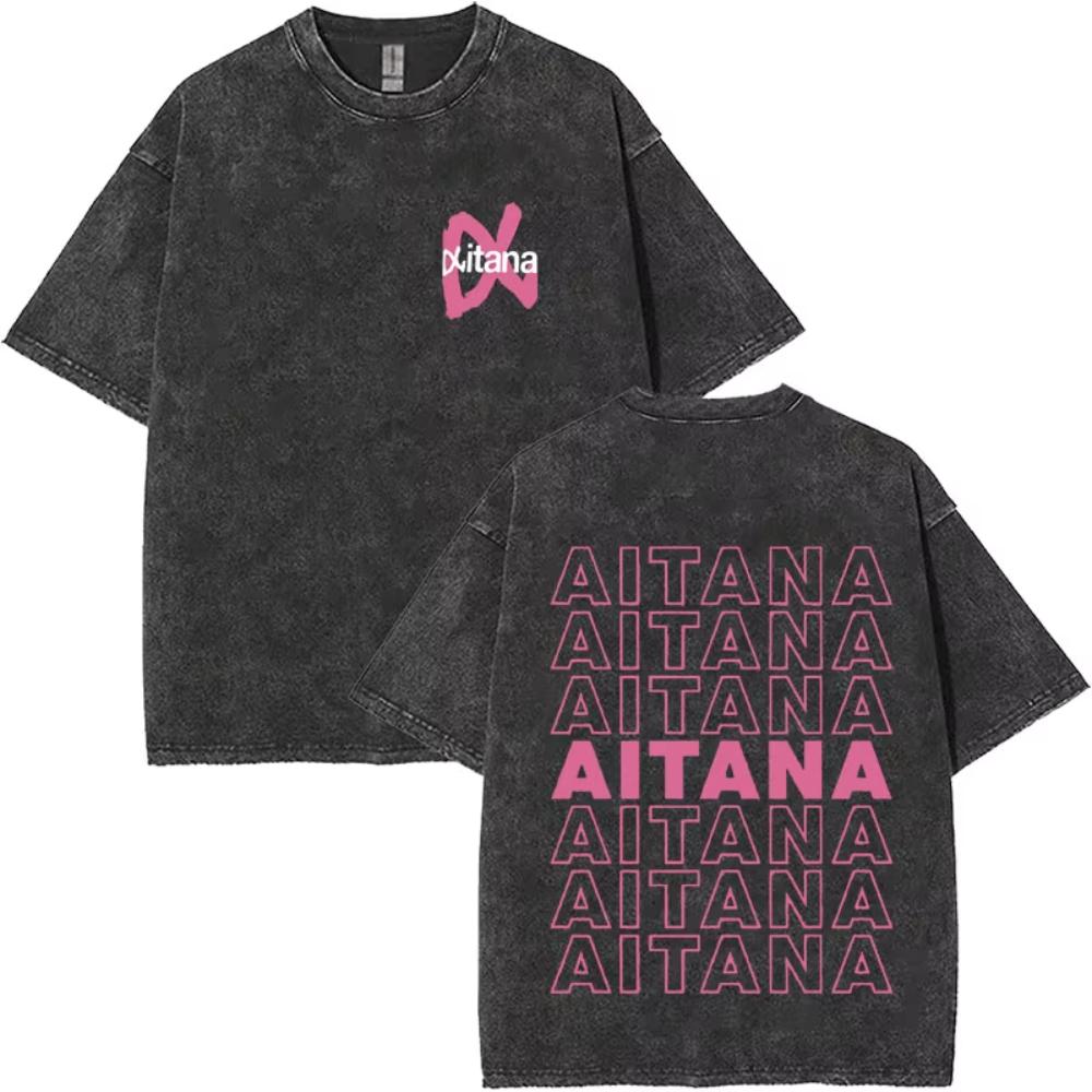 I Love Aitana CUARTO AZUL Washed Vintage Tshirt Men Women Fashion Pop Music TShirts Unisex Casual Oversized Short Sleeve Tshirt