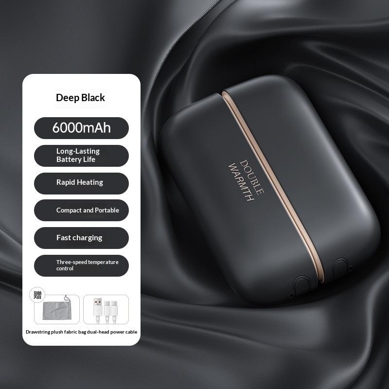 

Магнитная грелка для рук 2 в 1, мини-грелка для рук, настройка нагревателя, раздельная карманная грелка, портативная грелка для рук для дома и улицы чёрный