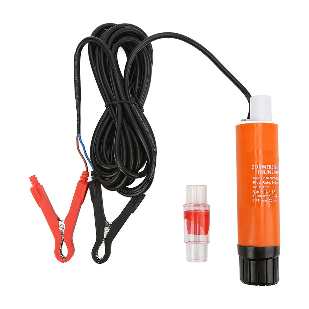 12V 20mm Boat Bilge Pump 500GPH Portable Low Noise Compact Inline Submersible Pump for RV Yacht Marine