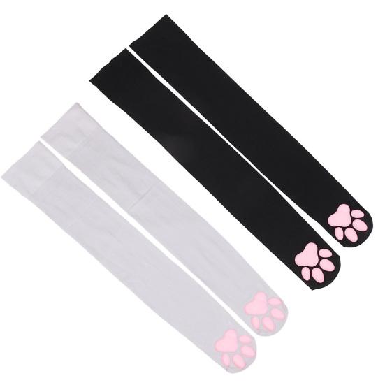 1 sada Dámské 3D punčochy kočičí tlapky Rukavice Set Kawaii Cat Cosplay Kitty Ponožky Jednobarevné Protiskluzové Halloween Party Ponožky s drápem Paws Pad Ponožky