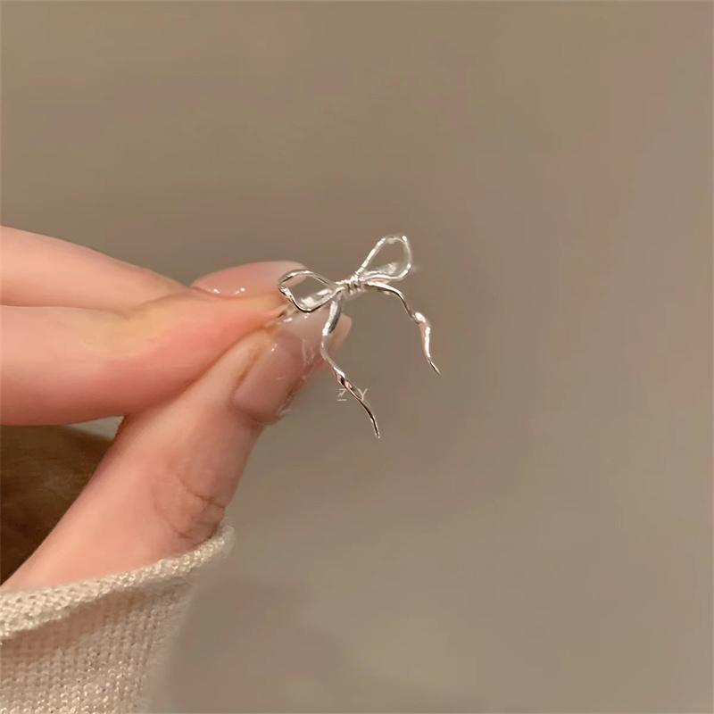 Sweet  Ribbon Bowknot Opening Adjustable Ring For Women Girls Light Luxury Bow Finger Ring Party Jewelry Birthday Gifts