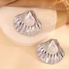 Ocean Series Stainless Steel Pearl Stud Earrings: Simple & Versatile Resort-Style Shell Pearl Titanium Earrings